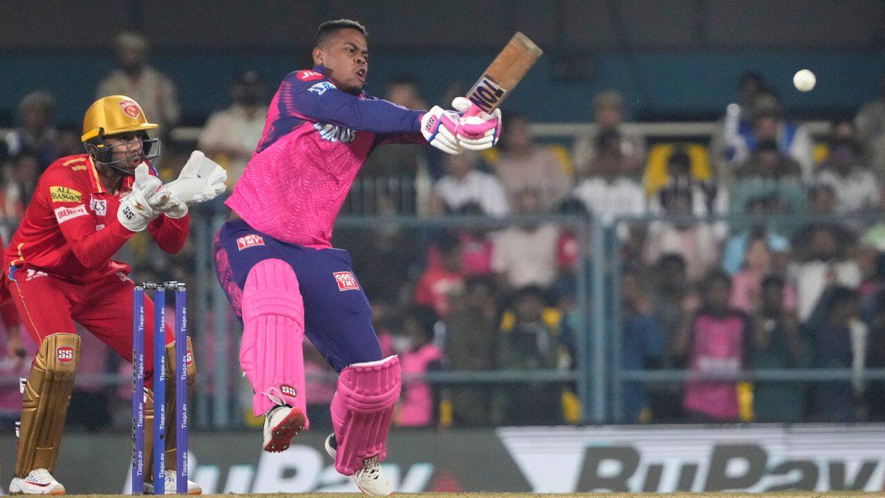 Hetmyer smacked 36 off 18 balls to infuse some hope into the chase, with Jurel making an instant impact. The duo hit four fours and five sixes between them, including taking 18 runs off Singh’s penultimate over. (Image: AP) Hetmyer smacked 36 off 18 balls to infuse some hope into the chase, with Jurel making an instant impact. The duo hit four fours and five sixes between them, including taking 18 runs off Singh’s penultimate over. (Image: AP)