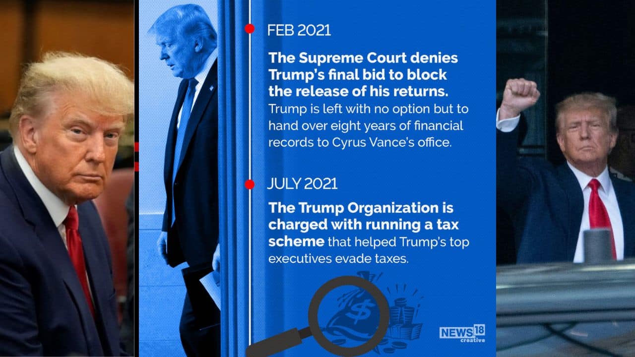 In February 2021, the Supreme Court denies Trump’s final bid to block the release of his returns. Trump is left with no option but to hand over eight years of financial records to Cyrus Vance’s office. (Image: News18 Creative)