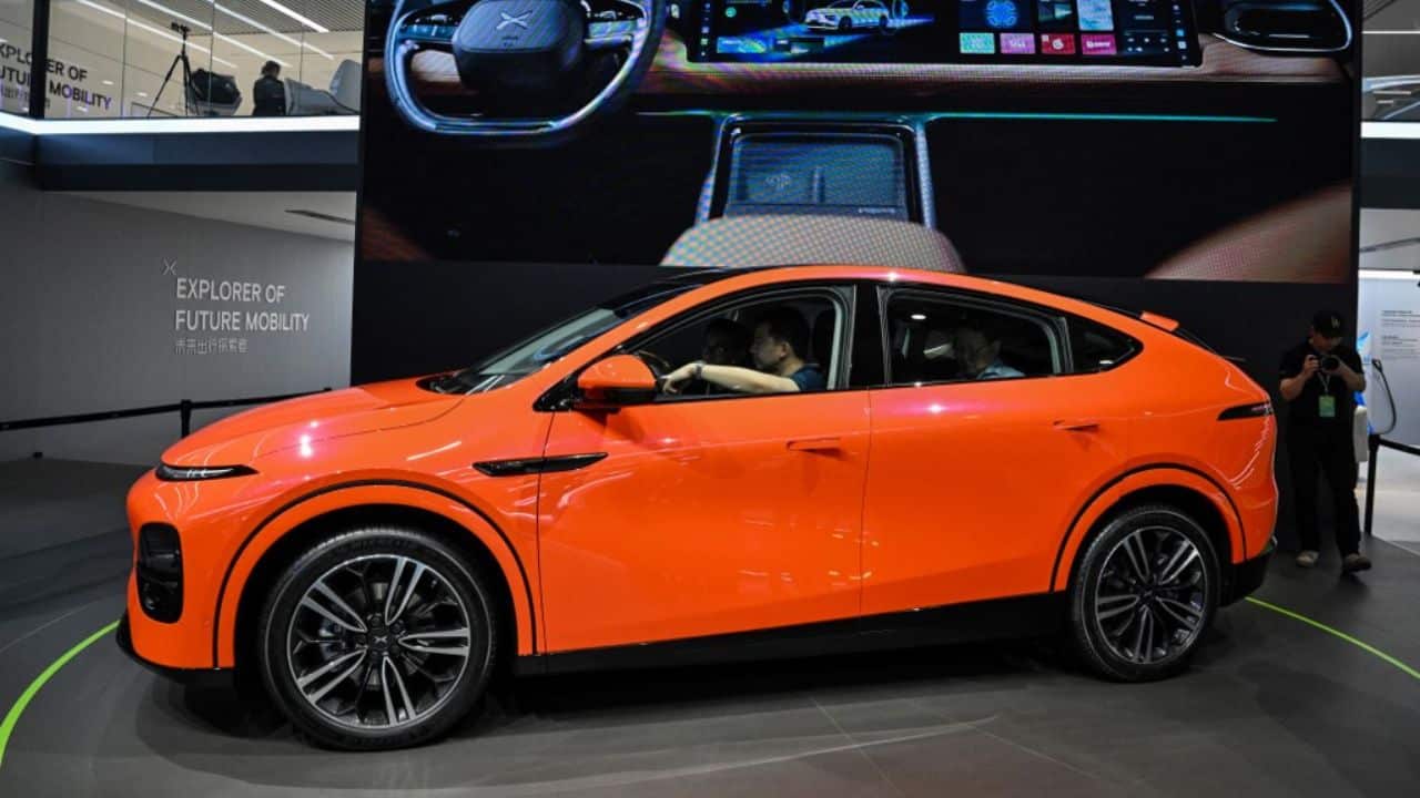 A Xpeng X6 car is displayed during the 20th Shanghai International Automobile Industry Exhibition in Shanghai on April 19. (Image: AFP)