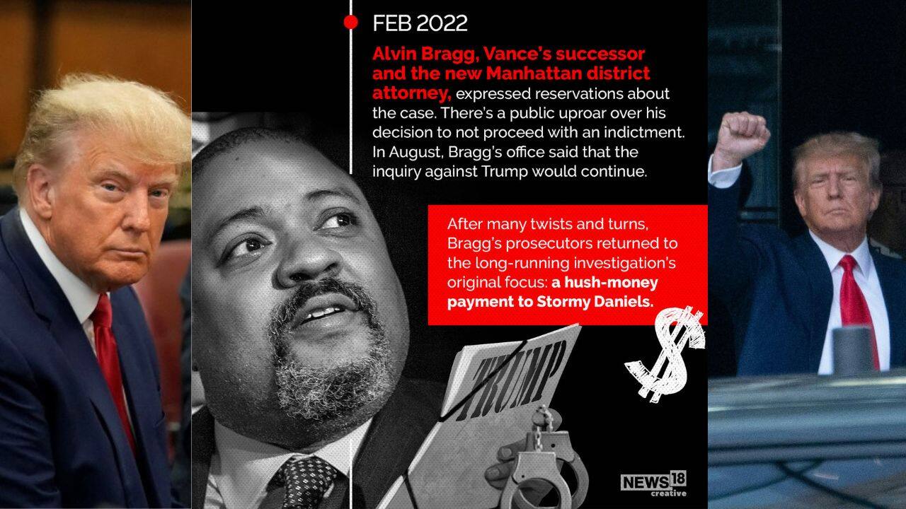 In February 2022, Alvin Bragg, Vance’s successor and the new Manhattan district attorney, expressed reservations about the case. There’s a public uproar over his decision to not proceed with an indictment. In August, Bragg’s office said that the inquiry against Trump would continue. (Image: News18 Creative)