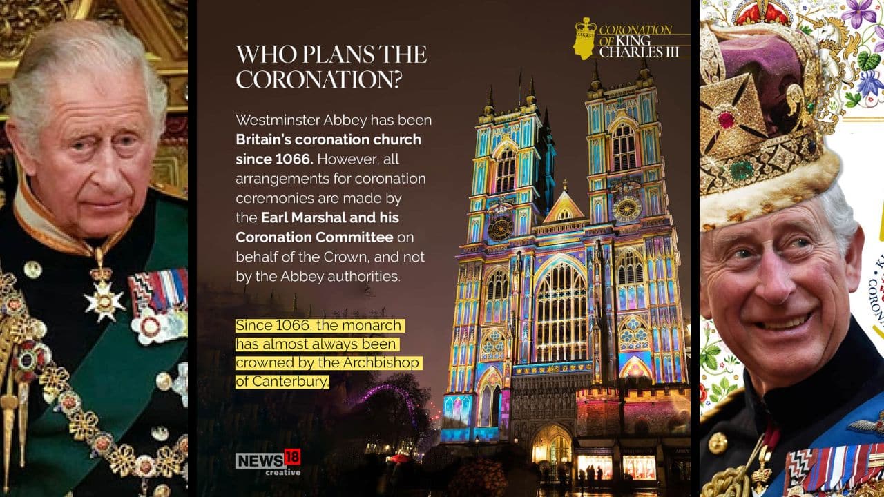 Westminster Abbey has been Britain’s coronation church since 1066. Ever since then, the monarch has almost always been crowned by the Archbishop of Canterbury. (Image: News18 Creative)