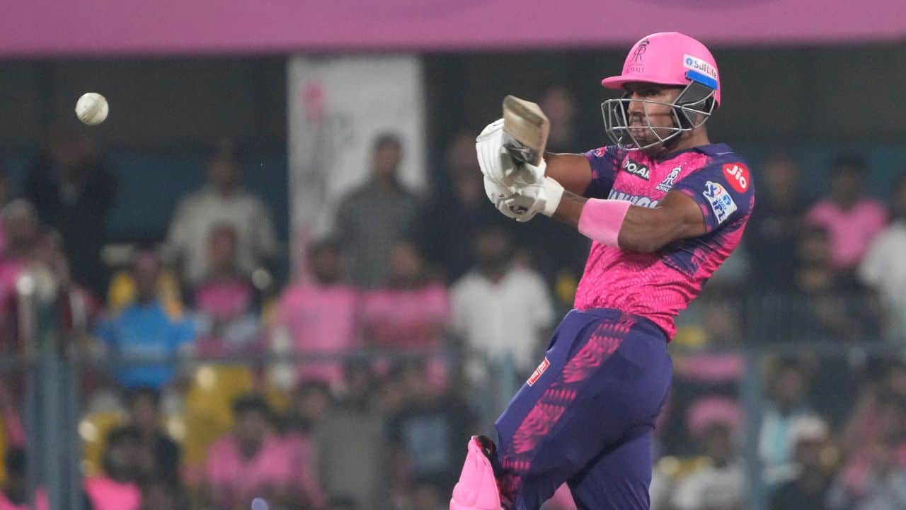Rajasthan’s impact player Dhruv Jurel smashed 32 not out off 15 balls and put on 61 off 26 only balls for the seventh wicket to raise hopes of an improbable win. (Image: AP) Rajasthan’s impact player Dhruv Jurel smashed 32 not out off 15 balls and put on 61 off 26 only balls for the seventh wicket to raise hopes of an improbable win. (Image: AP)