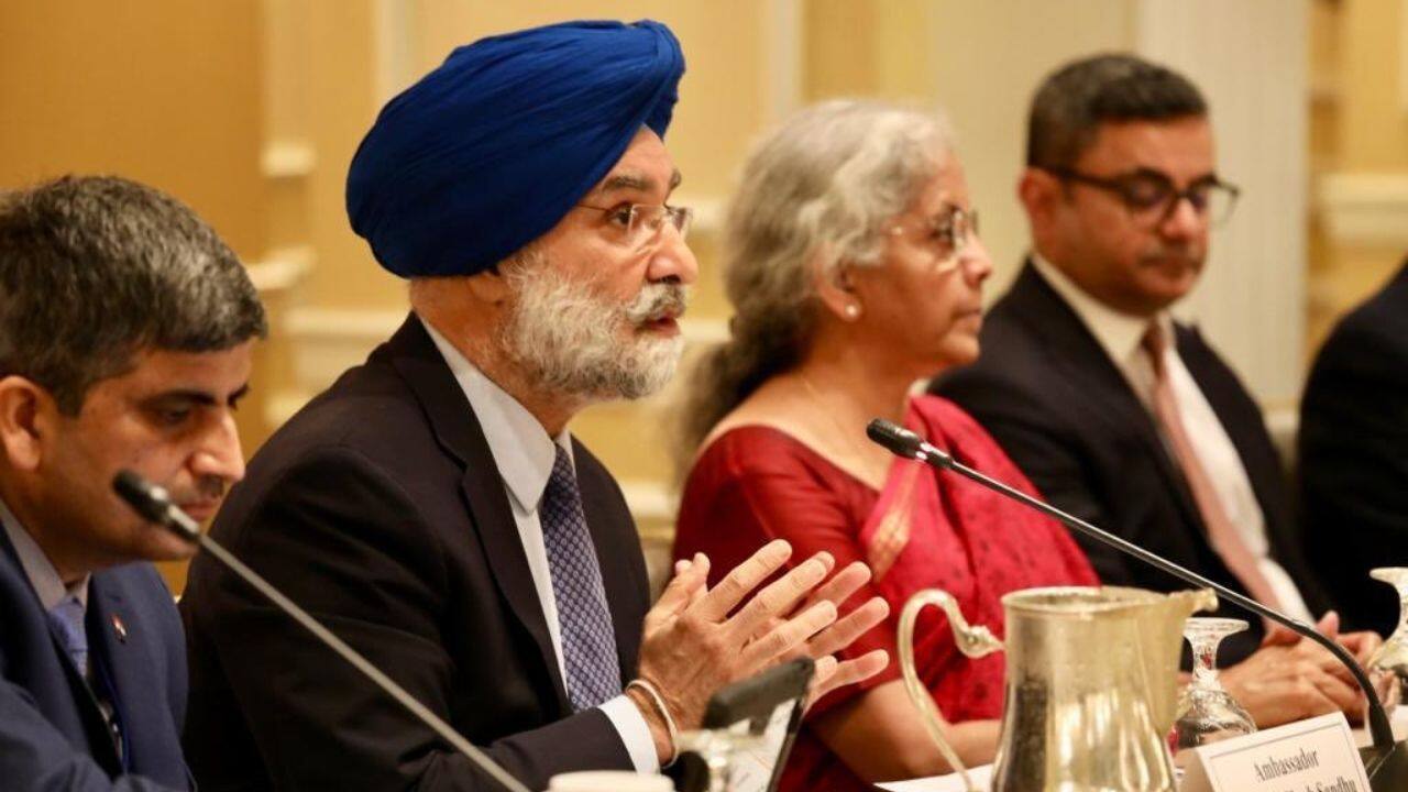 Ambassador of India to the US, Taranjit Singh Sandhu also participated in the roundtable. “Investing in the India decade! Pleasure to participate with Finance Minister @nsitharaman for an Executive Roundtable with @USISPF &amp; @ficci_india. Wide ranging discussion on the transformation of the Indian economy and the opportunities for companies,” he tweeted. (Image: Twitter @FinMinIndia)