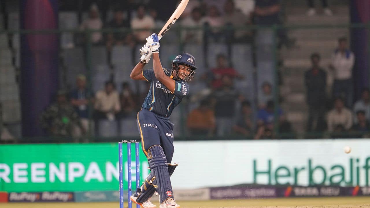 Sudharsan then revived the chase by featuring in two half century stands as he added 53 runs with Vijay Shankar (29) and then contributed a further 56 with David Miller, who made a rapid unbeaten 31 off just 16 balls as Gujarat romped home with 11 balls to spare. (Source: AP) Sudharsan then revived the chase by featuring in two half century stands as he added 53 runs with Vijay Shankar (29) and then contributed a further 56 with David Miller, who made a rapid unbeaten 31 off just 16 balls as Gujarat romped home with 11 balls to spare. (Source: AP)