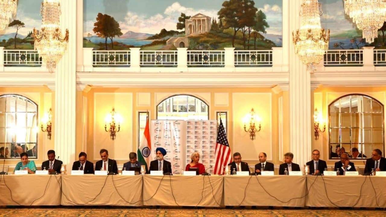 Finance Minister Nirmala Sitharaman on April 11 participated in a roundtable on “Investing in the India Decade” organised by the Federation of Indian Chambers of Commerce &amp; Industry (FICCI) and US-India Strategic Partnership Forum (USISP) on the sidelines of the Spring Meetings of the IMF and World Bank. (Image: Twitter @FinMinIndia)