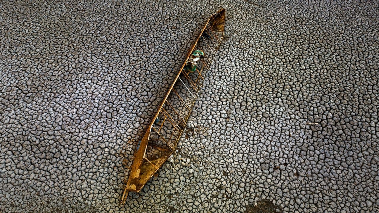 Just outside Barcelona, new cracked, thirsty water beds appear after months of little to no rain. (Image: AP)