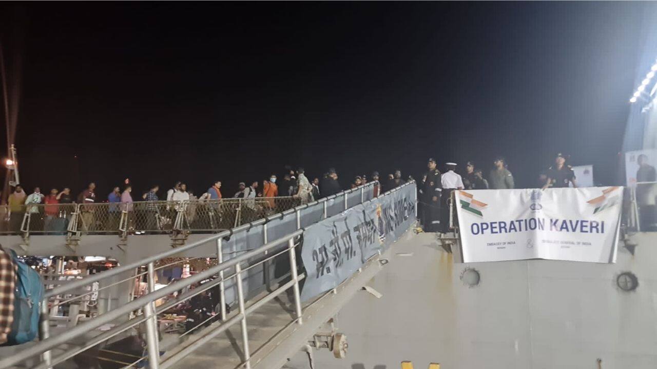 Naval vessel INS Sumedha also reached Jeddah port with 278 evacuated passengers. (Image: Twitter @DrSJaishankar)