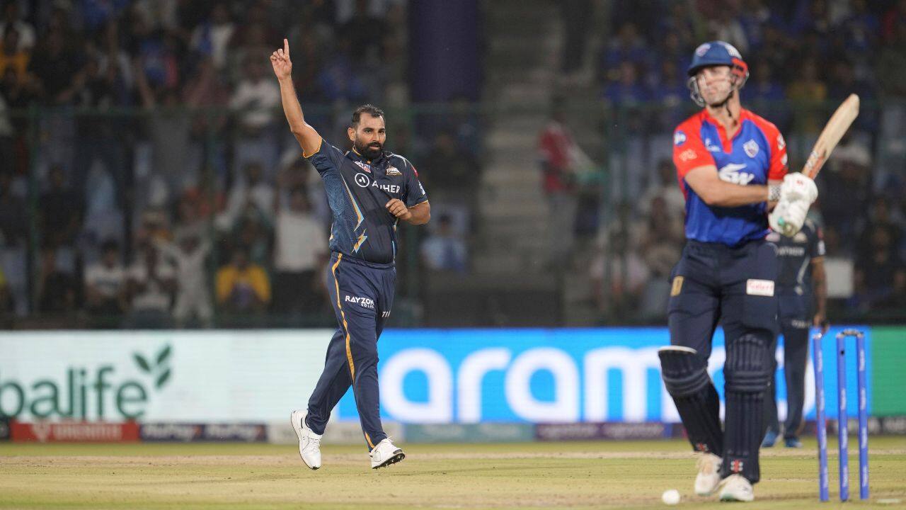 Earlier, Delhi's struggles at the top-order continued for the second successive game with Shami getting early wickets of Prithvi Shaw and Mitchell Marsh in his successive overs. (Source: AP) Earlier, Delhi's struggles at the top-order continued for the second successive game with Shami getting early wickets of Prithvi Shaw and Mitchell Marsh in his successive overs. (Source: AP)