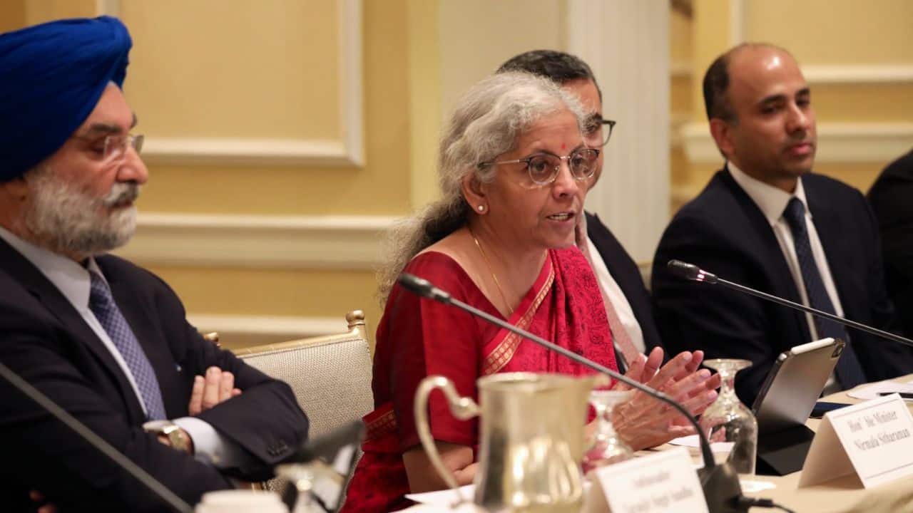 She highlighted that India is adapting at twice the rate at which technology and digitisation tools are being adopted by people around the world, effectively making their life far easier, said the Ministry of Finance. (Image: Twitter @FinMinIndia)
