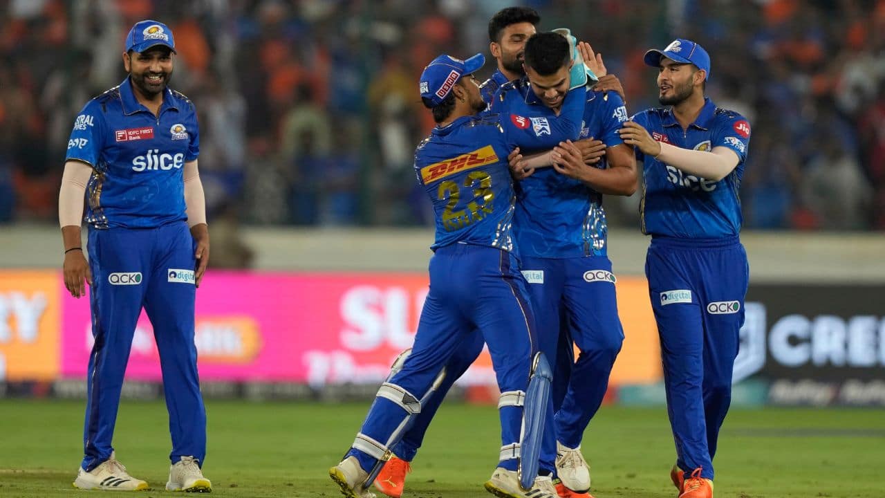 The Australian all-rounder then picked up the vital wicket of Markram as Hyderabad were bowled out for 178 in the final over with Sachin Tendulkar’s son Arjun bagging his first wicket in his second IPL game. (Image: AP)