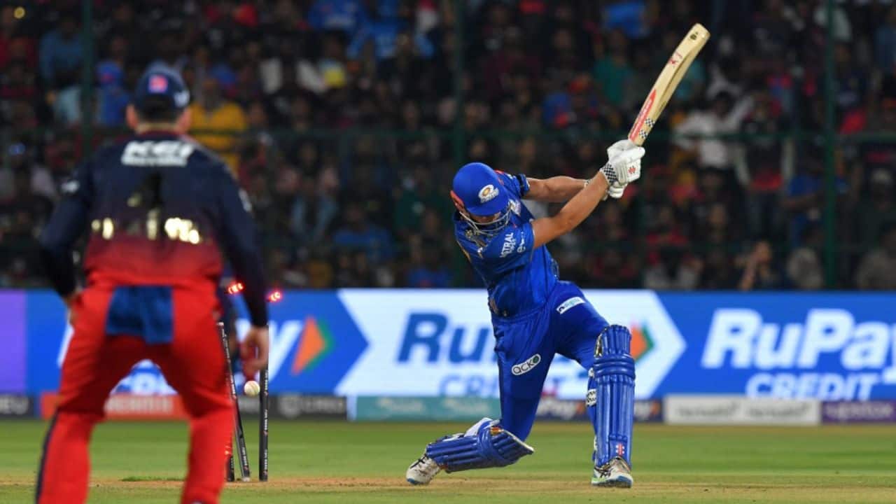 Australia's Green, who was the second-most expensive buy after Mumbai forked out $2.11 million in the auction, was bowled by England left-arm quick Reece Topley. (Image: AFP)