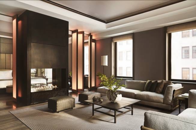 A suite at Aman New York, which is considered one of the best hotels in the world.