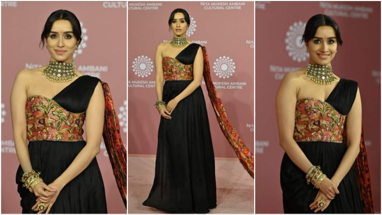 Actor Shradhha Kapoor poses for pictures during the inauguration of the Nita Mukesh Ambani Cultural Centre (NMACC) at the Jio World Centre (JWC) in Mumbai.