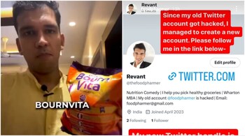 Bournvita row: Influencer Revant Himatsingka aka Foodpharmer's Twitter account was hacked and suspended abruptly.