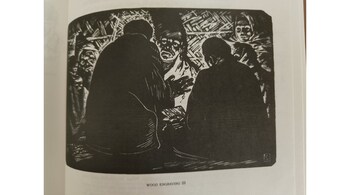 A woodcut from Somnath Hore's Tebhaga. (Photo courtesy Seagull Books)