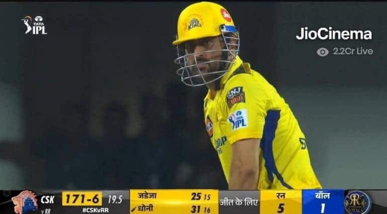 JioCinema viewership reaches 2.2 crores during CSK run-chase against Rajasthan Royals