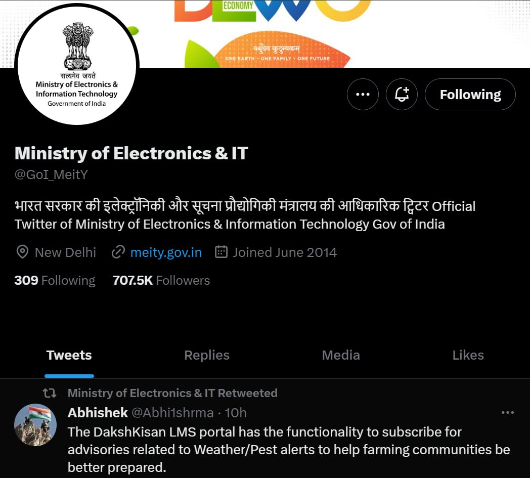 MeitY Twitter account