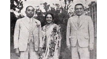 Rai Bahadur Chuni Lall, Devika Rani et Himansu Rai (mars 1939) Photo via Wikimedia Commons