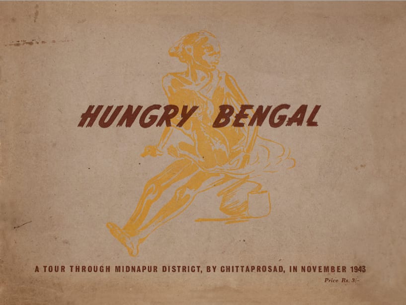 The cover of Chittaprosad’s Hungry Bengal, confiscated by the colonial British government, courtesy Delhi Art Gallery