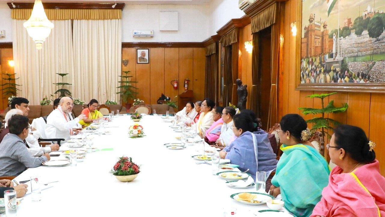 Union Home Minister Amit Shah, currently visiting Manipur, on May 30 had consultations with various stake-holders which started with a breakfast meeting with a group of women leaders and a separate meeting with prominent personalities as part of his efforts to bring lasting peace in the violence-hit state. (Image: Twitter @AmitShah) Union Home Minister Amit Shah, currently visiting Manipur, on May 30 had consultations with various stake-holders which started with a breakfast meeting with a group of women leaders and a separate meeting with prominent personalities as part of his efforts to bring lasting peace in the violence-hit state. (Image: Twitter @AmitShah)