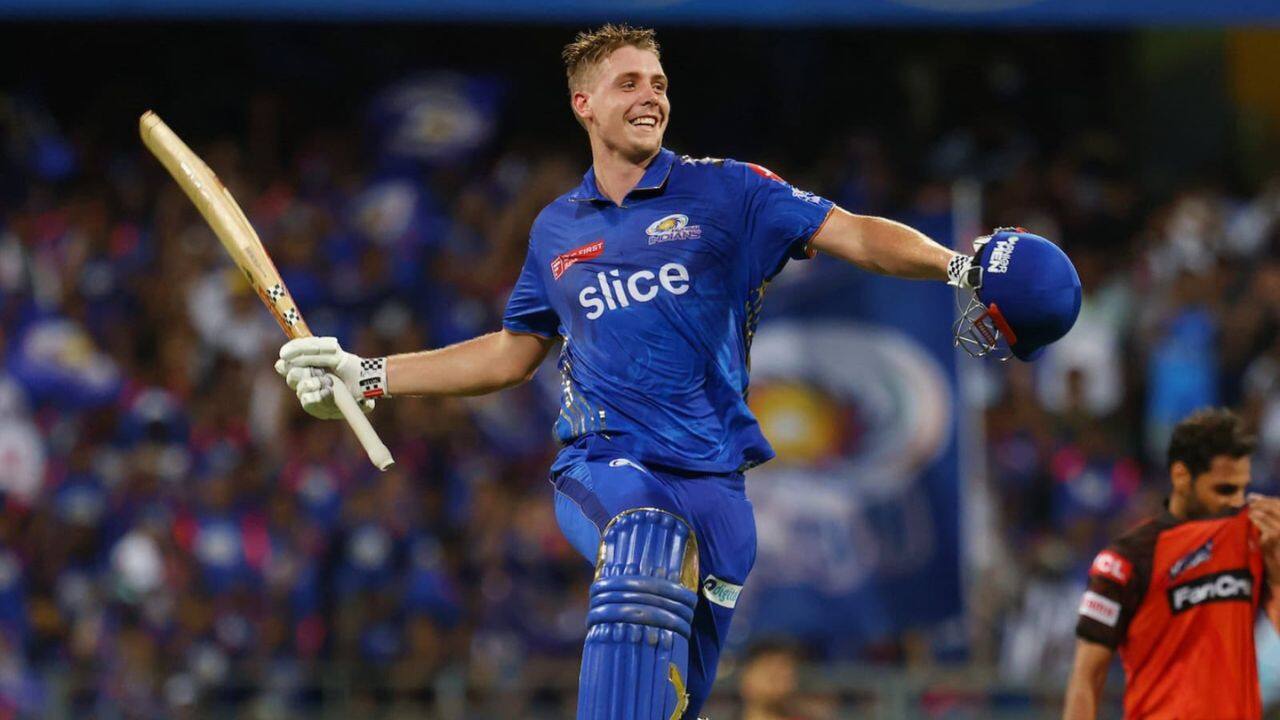 Mumbai rode on Australian all-rounder Cameron Green's maiden T20 century in a crushing win over Sunrisers Hyderabad on May 21 to sneak into the playoffs. (Image: AFP)