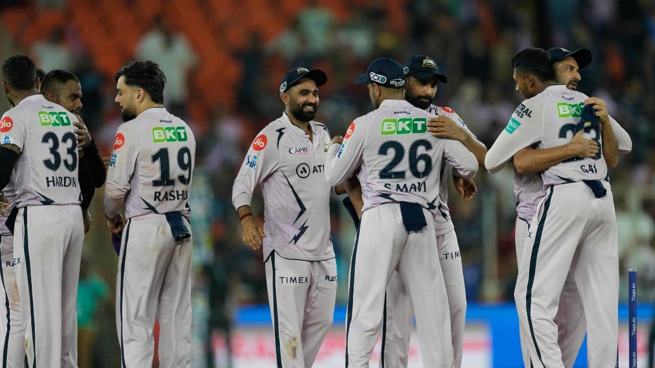 Defending champion Gujarat confirmed a playoff spot and was assured of a top-two finish after the regular season. Top two offers a shorter route to the final. Meanwhile, Hyderabad was knocked out of the playoffs race. Seven teams, separated by three points, were vying for three playoff berths. (Image: AP)