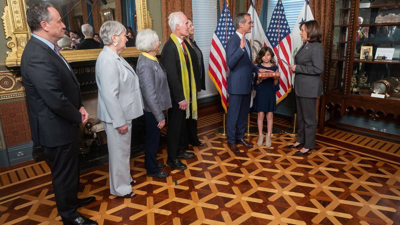 Garcetti was sworn in by US Vice President Kamala Harris as the new US Ambassador to India in March this year. Earlier the Senate confirmed his appointment as the next US ambassador to India. The US Embassy in India had been without an ambassador since January 2021, which is the longest stretch in the history of US-India relations that the post remained vacant. (Image: Twitter @VP)