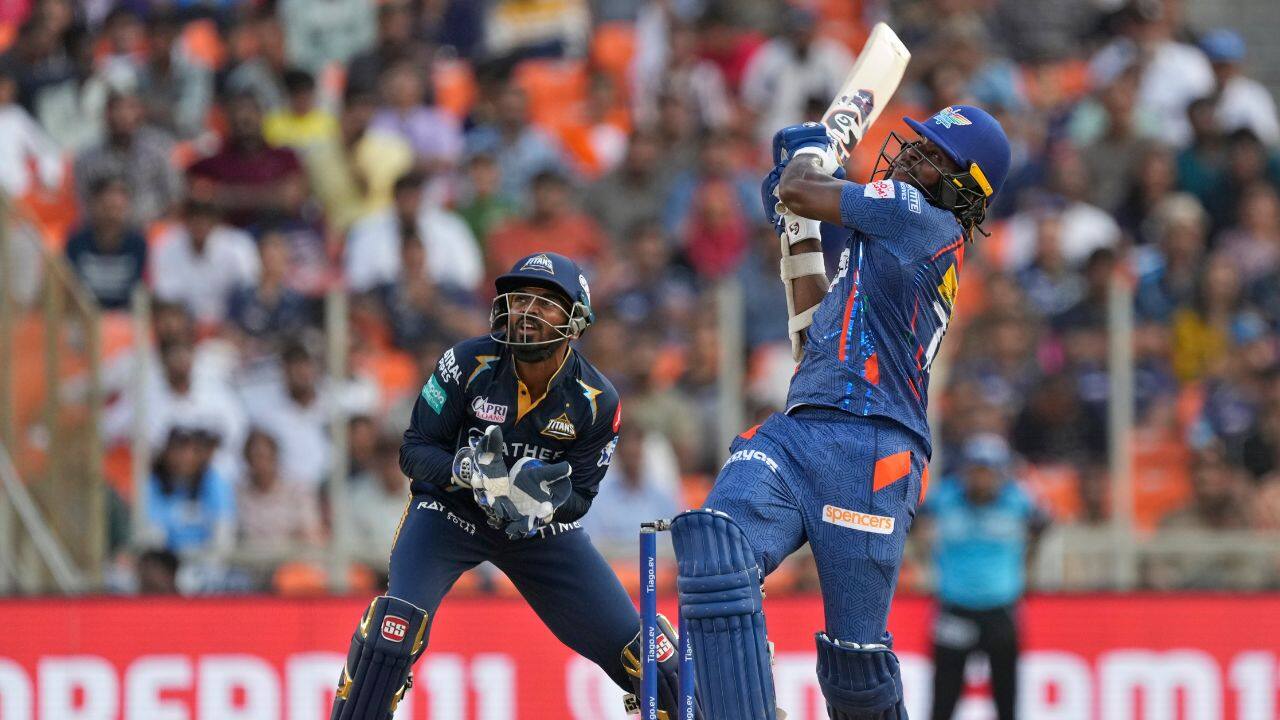 Mayers also played an attacking knock with seven fours and two sixes. Lucknow seemed unstoppable while the pair was together at the crease. Mohit Sharma got the breakthrough for Gujarat as Mayers was out caught with Rashid Khan taking a spectacular running catch at deep fine leg. (Source: AP)