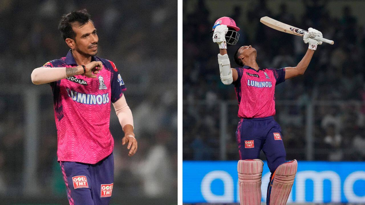 Chahal’s bowling buckled down Kolkata at 149-8 before young left-handed Yashasvi Jaiswal (98 not out) smashed a 13-ball half-century and sped Rajasthan to 151-1 in only 13.1 overs. (Source: AP)