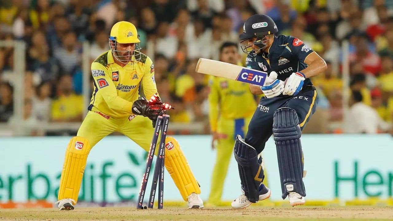 Gill, who top-scored in the tournament with 890 runs, made 39 off 20 before he was stumped by Dhoni. Saha made 54. (Image: IPL) Gill, who top-scored in the tournament with 890 runs, made 39 off 20 before he was stumped by Dhoni. Saha made 54. (Image: IPL)