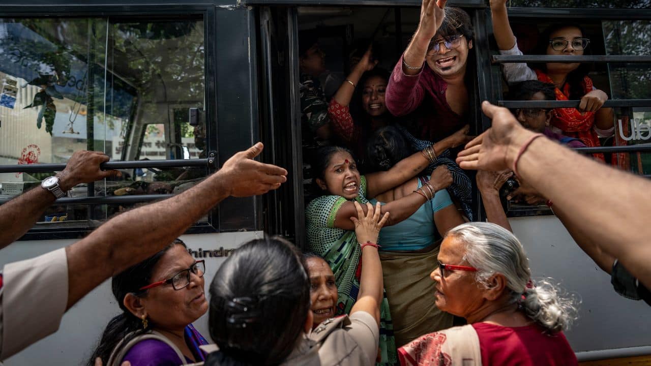 Security in the nation's capital was tightened ahead of the inauguration of the new parliament building by Modi. Personnel also stood guard on the borders of New Delhi after a group of farmers attempted to enter the city to support the protesting wrestlers. (Image: AP)
