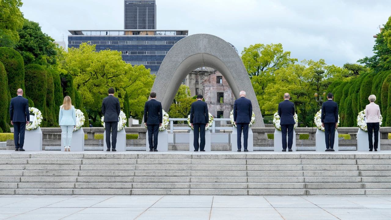 Kishida, who once guided then-US president Barack Obama in the city during his historic visit, has said achieving a world free of nuclear weapons is his life's work. But while the scene of leaders, including American President Joe Biden, laying wreaths at Hiroshima's cenotaph was heavy on symbolism, disarmament talks may be light on substance. (Image: AP)