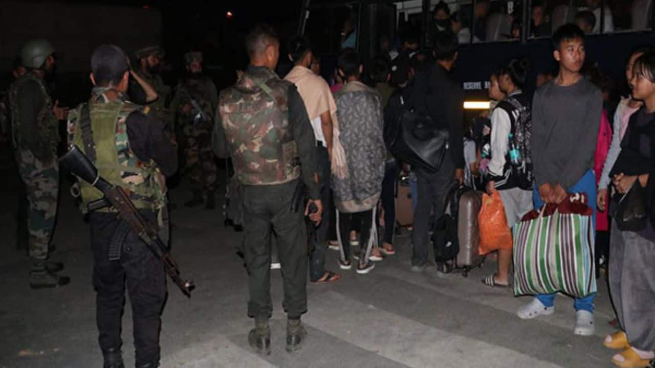 Indian Army and Assam Rifles undertook major rescue operations to evacuate more than 7500 civilians of all communities relentlessly throughout the night to restore law and order in Manipur. Amid incidents of fighting among youths and volunteers of different communities, State government on May 3 suspended mobile internet services were across the state for five days and imposed a curfew under Section 144 CrPC in various districts with immediate effect. (Image: ANI) (With inputs from agencies)