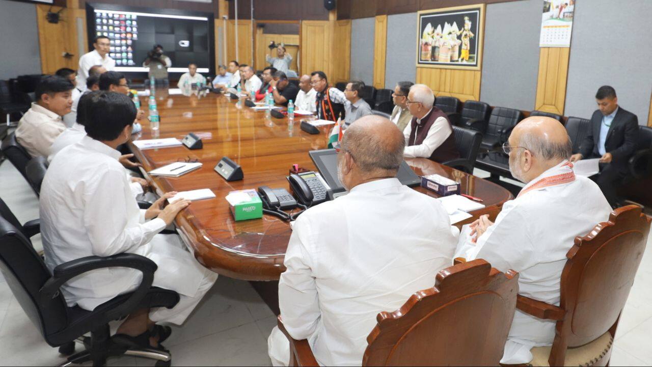 This is the first time the home minister is visiting the northeastern state since the ethnic clashes began in Manipur on May 3. The state witnessed a sudden spurt in clashes and firing between militants and security forces on May 28, after a relative lull for over a fortnight. (Image: Twitter @AmitShah) This is the first time the home minister is visiting the northeastern state since the ethnic clashes began in Manipur on May 3. The state witnessed a sudden spurt in clashes and firing between militants and security forces on May 28, after a relative lull for over a fortnight. (Image: Twitter @AmitShah)