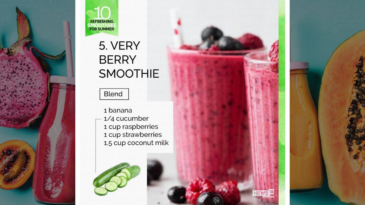 Simply combine frozen berries, fresh banana, coconut milk and then blend away. Enjoy the refreshing very berry smoothie in hot weather. (Image: News18 creative)