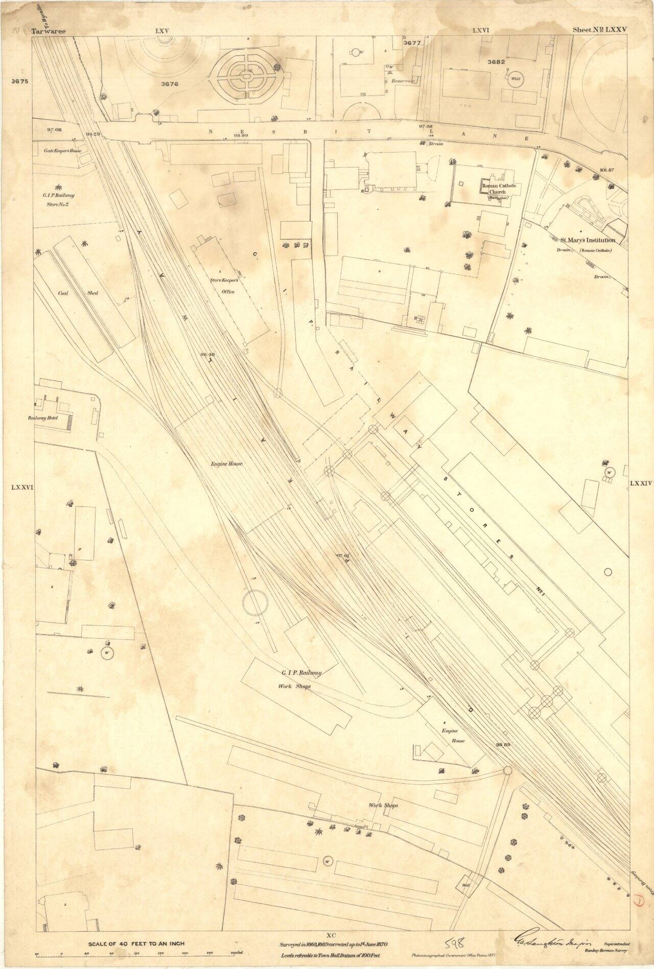 598-Tarwaree: A map showing part of Tarwaree in Bombay from the Second Bombay Revenue Survey conducted under Laughton.