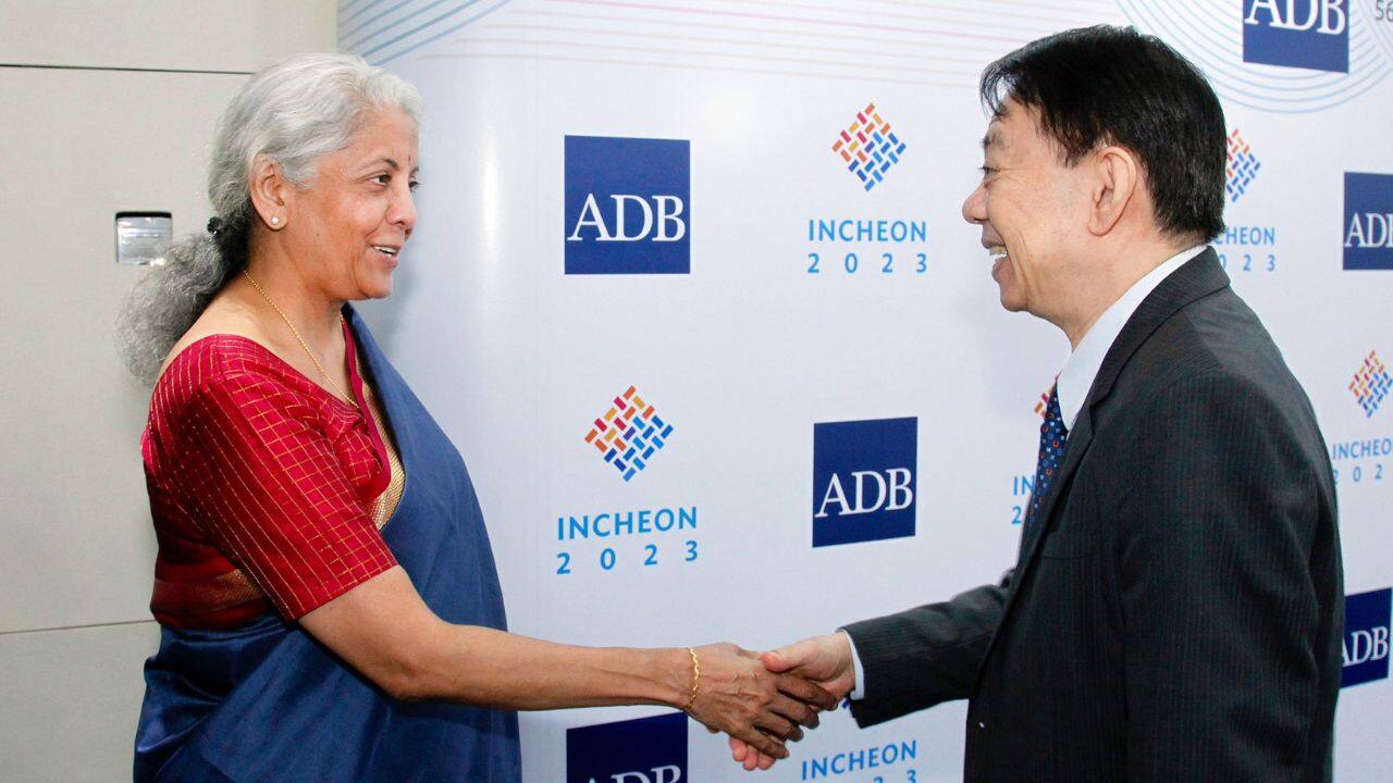 Sitharaman is leading an Indian delegation to attend the 56th Annual General Meeting of the Board of Governors of the ADB along with Investor/bilateral and other associated meetings. (Image: Twitter @FinMinIndia)