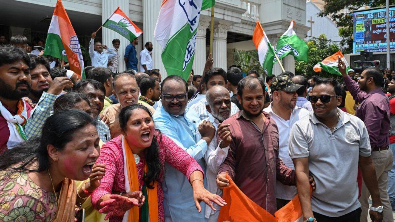 Karnataka has a population of well over 60 million people -- about the same as Britain -- and its capital Bengaluru is India's tech hub. With dozens of results still to come in, Congress had already won 114 places in the 224-seat assembly, enough for an overall majority, and was leading in another 22, which would give it a comfortable cushion, the election commission website showed. (Image: AFP)