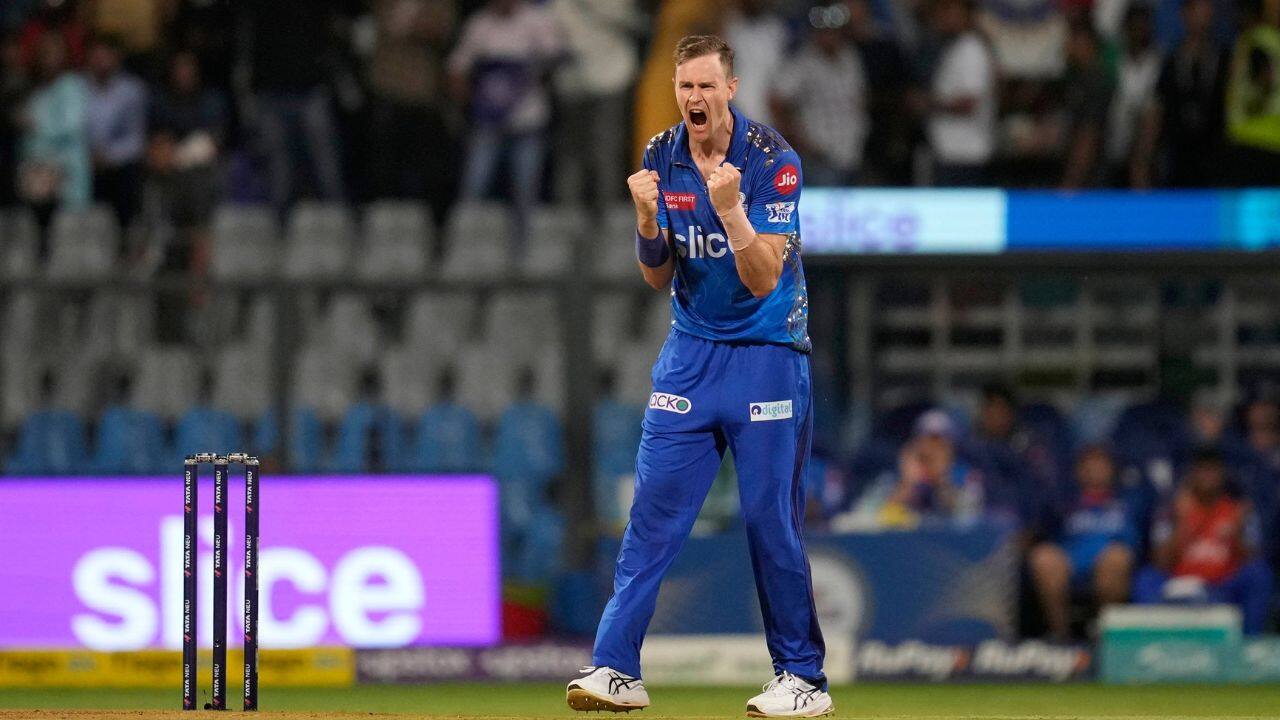 Behrendorff (3-36) got his second when Anuj Rawat was out caught at short third man but Glenn Maxwell didn’t let Mumbai dictate terms. He smacked 68 runs off only 33 balls, hitting eight fours and four sixes. (Image: AP)