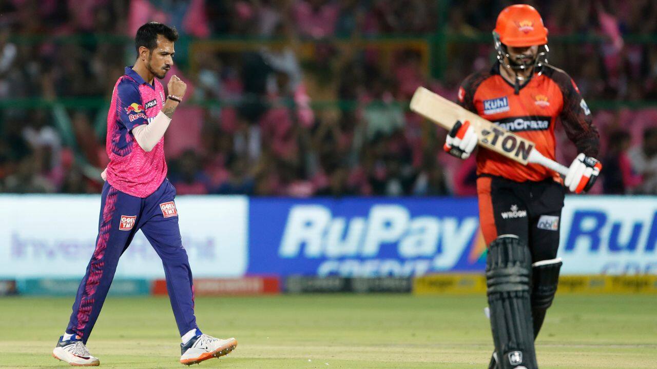 Yuzvendra Chahal then picked up three wickets to damage the chase. He dismissed Tripathi, while Heinrich Klaasen was caught for 26. Chahal finished with 4-29 in four overs, including two wickets in the 18th over. He also trapped Aiden Markram lbw for six, shortly after sending back Tripathi. (Source: AP)