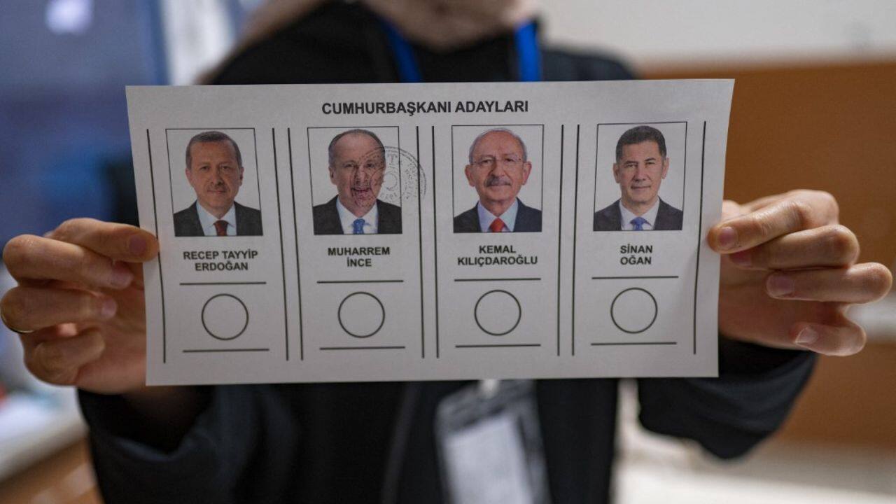 With almost all ballots counted on May 15 morning, Erdogan led with 49.42 percent of the vote to Kilicdaroglu's 44.95 percent, according to official figures provided by state news agency Anadolu. A nationalist third candidate, Sinan Ogan, emerged as the kingmaker after picking up five percent, but has yet to come out for either frontrunner. (Source: AFP)