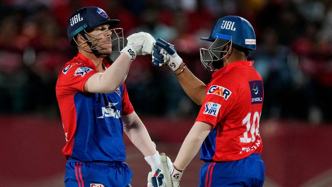 Earlier, Shaw and captain David Warner (46) raised Delhi’s best opening stand of the season when they shared 94 runs. Warner, who got dropped in the 30s, couldn’t last long as Punjab skipper Shikhar Dhawan took a stunning running catch. (Source: AP)