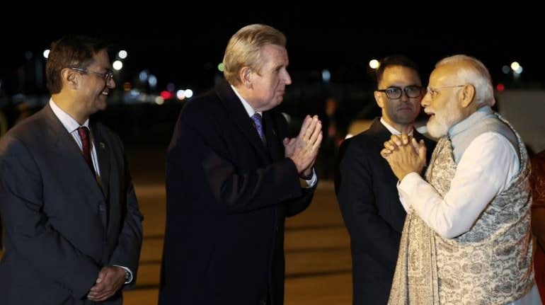 PM Modi arrived last evening to a rapturous welcome as he was warmly received by senior Australian officials and a large number of the Indian diaspora.
