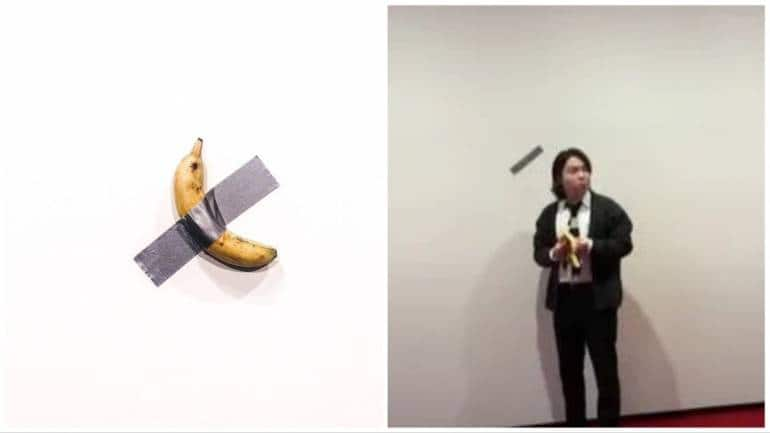 South Korean Art Student Eats Banana Art Installation Taped To Wall ...