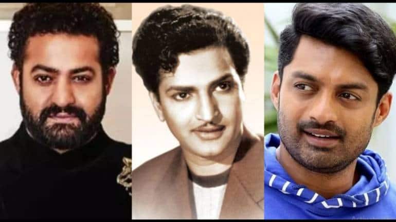 The legendary NT Rama Rao (centre) and his grandchildren who are carrying his film legacy forward Jr NTR (left) and Kalyan Ram.
