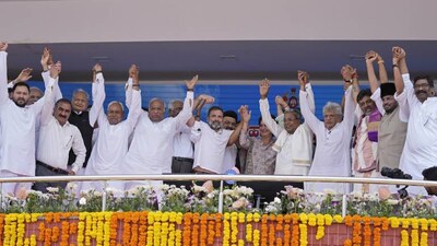 In Pics | Opposition unity on display as Siddaramaiah swears in as Karnataka CM, DK Shivakumar his deputy