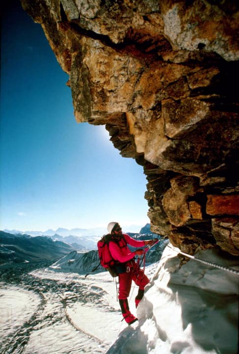 Ed Webster on the Kangshung Face of Everest. (Photo credit: Stephen Venables)