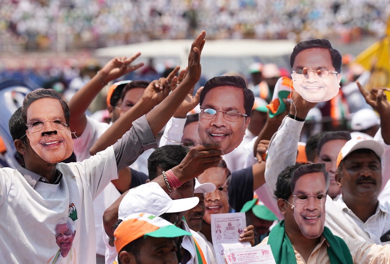 The assembly polls in Karnataka were held on May 10, and the results were declared on May 13. The ruling BJP was reduced to 66 seats in the 224-member assembly, whereas, the Congress won a brute majority of 136 seats -- 23 more than the halfway majority mark. The Janata Dal (Secular), which has earlier played the role of kingmaker in Karnataka, was restricted to only 19 constituencies. (PTI photo)