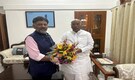 Karnataka PCC chief DK Shivakumar meets Congress chief Kharge