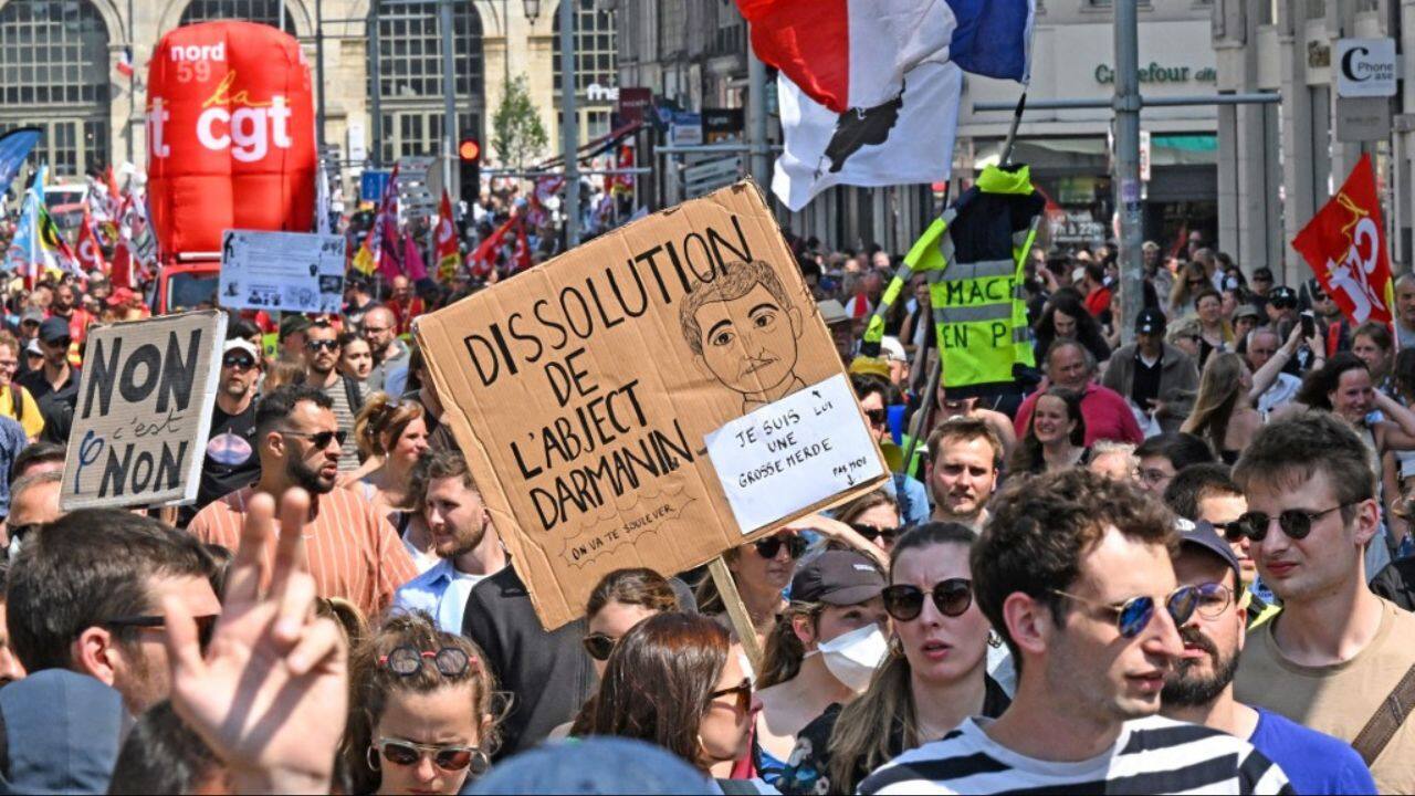 French protests against President Emmanuel Macron's pensions overhaul began to run out of steam on June 6 with the lowest numbers yet taking to the streets in half a year of demonstrations and leaders questioning the future of the movement. (Source: AFP)